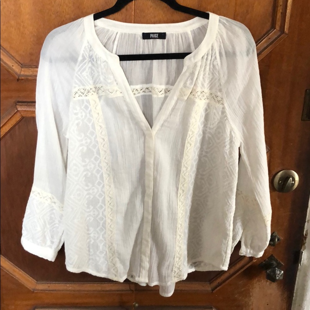 Paige M pheasant blouse cream color